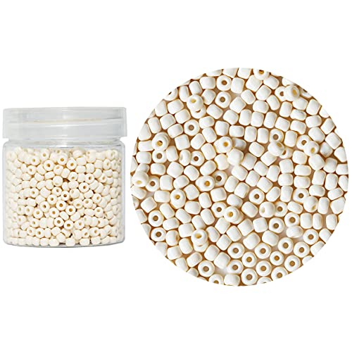 Bala&Fillic Beige Color 4mm Glass Seed Beads About 1400pcs in Box 6/0 Glass Craft Seed Beads for Jewelry Making (Beige, 4mm) - color: Beige, size: 4mm