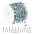 YOUBEIYEE Blue Glass Bead Chains for Jewelry Making, Dangle Crystal Silver Necklace Anklet DIY Chains Bulk with Open Jump Rings and Lobster Clasps - color: Blue Rhinestone