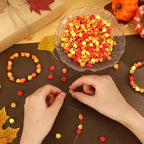 Fall Polymer Clay Beads, 300pcs Thanksgiving Fall Leaf Pumpkin Clay Beads for Jewelry Making Autumn DIY Bracelet Necklace Accessories Craft Party Supplies - color: Yellow Orange