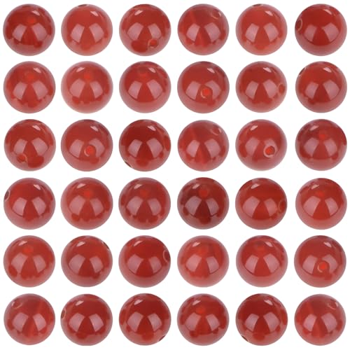 100pcs Natural Stone Beads 8mm Red Carnelian Round Genuine Real Stone Beading Loose Gemstone Hole Size 1mm DIY Charm Smooth Beads for Bracelets Necklaces Earrings Jewelry Making Crafts - color: Red Carnelian