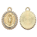 Pack of 20 Rhinestone Charms Gold Plated Pendants Pave Crystal Accessories for Necklace Bracelet Jewelry Making DIY Crafting - color: (Virgin Guadalupe)VID63701