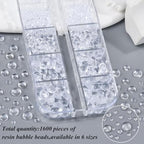 1600Pcs 3D Mixed Sizes Bubble Beads Nail Charms Jewelry, 2-6mm 3D Semi-Circular Dewdrop Water Droplets Bubble Balls Flatback Rhinestones Jewels Gems with Pickup Tools for Nails DIY Crafts(15-K1-beads) - color: 15-K1-white-bubble-beads