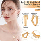 Beebeecraft 1 Box 300Pcs Snap Bail Hook 18K Gold Plated Brass Pinch Clip Clasp Bail 3.5x5.5mm Teardrop Necklace Clasps Pendant Charm for Necklace Jewelry Making - color: Golden#5