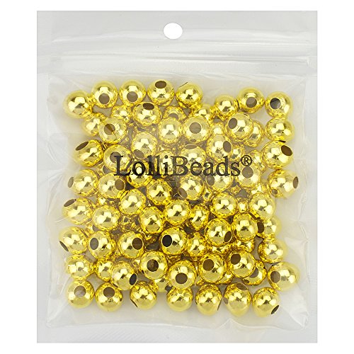 LolliBeads (R) Gold Plated Smooth Round Metal Beads 10 mm 100 Pcs - color: Gold 100 Pcs 10mm