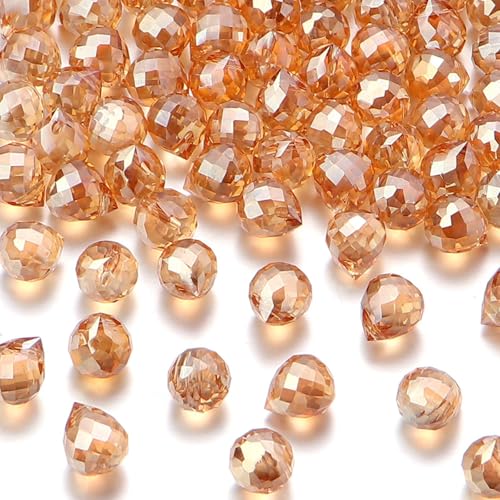 100pcs Goldenrod Glass Teardrop Beads Charms Water Drop Faceted AB Color Plated Beads Top Drilled Sparkly Prisms Chandelier Dangle Charms for DIY Earrings Necklace Bracelet Jewelry Craft 10.5x8mm - color: Goldenrod