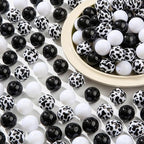 20mm Acrylic Beads 180pcs Cow Style Chunk Bubblegum Bead Black&White Beadable Pen Ball Beads for Pen Bag Jewelry Making Necklace Bracelets (Black&White) - color: black&white