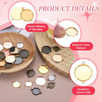 PATIKIL Pendant Trays for Jewelry Making, Blank Pendants Iron Double-hanging Bezel Settings Flat Base for Necklace Bracelet Charm - color: Bright Gold