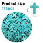 Turquoise Cross Beads for Bracelet Making - 110pcs 18x25mm Natural Semi-Precious Gemstone Loose Spacer Beads for Jewelry, Beading, Earrings & DIY Handmade Crafts - color: Turquoise Cross 18*25mm