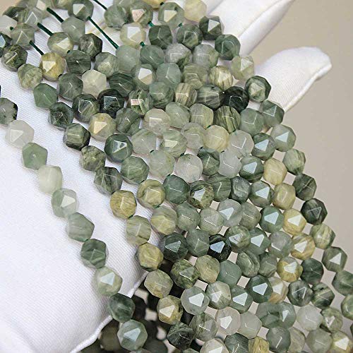 MJDCB Best Sellers Natural Stone Beads Faceted Polygon Grass Green Jade Crystal Energy Stone Healing Power for Jewelry Making(8mm) - color: Grass Green Jade