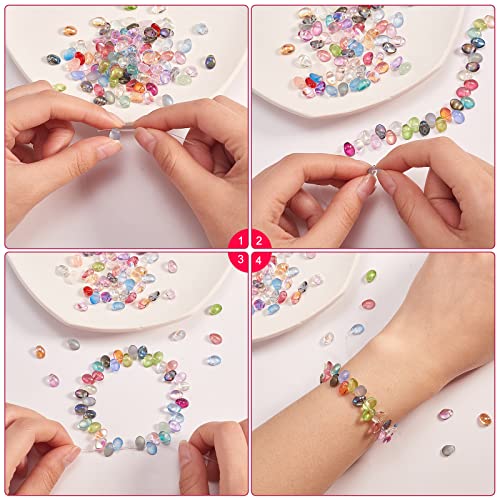 UR URLIFEHALL 100 Pcs Mixed Color Transparent Spray Painted Glass Oval Charms for Earring Bracelet Necklace Jewelry DIY Craft Making - color: 100pcs-8.5x6x4.5mm-mixed color oval glass charms