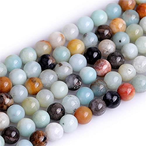 JOE FOREMAN 4mm Natural Round Amazonite Gemstone Loose Beads for Jewelry Making Handmade DIY One Strand 15" - color: Smooth, size: 4MM