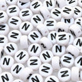 Amaney Letter Beads N 100pcs 7x4mm White Round Acrylic Black Alphabet for Bracelet Jewelry Making - color: N