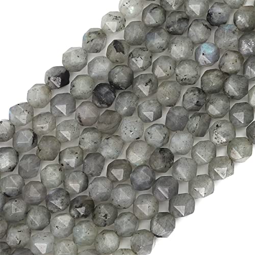 BEADIA Faceted Natural Spectrolite Stone Round Beads 6mm 36cm/Strand for Jewelry Making - color: Spectrolite, size: 6mm