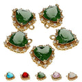 Crystal Zirconia Gold Plated Brass Charms for Jewelry Making Bracelet Necklace Earring Pendant Craft Supplies DIY Accessories - color: HeartA-Green-5Pcs