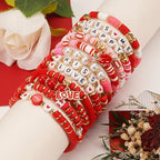 Twinfree Bohemia Beaded Bracelet for Women, Polymer Clay Stretch Bracelets - color: color 48