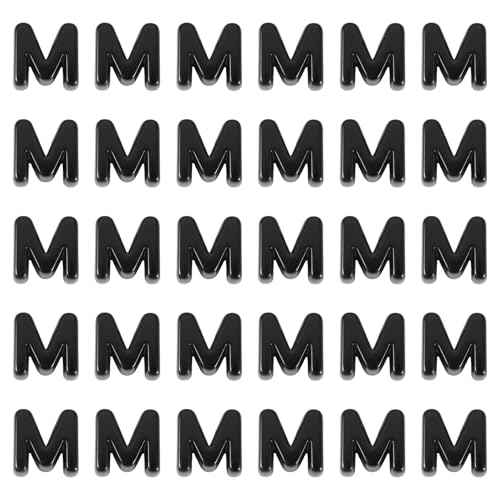 FASHEWELRY 30Pcs Acrylic Letter M Beads with Large Hole Big Plastic Letter Blocks European Beads 3D Letters Chunky Vowel Initial Alphabet Bead for Key Chains Necklace DIY Arts Craft Projects - color: Black, size: M