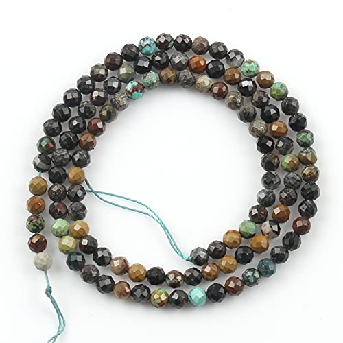 120pcs 3mm Natural African Turquoise Gemstone Beads Faceted Round Loose Stone Beads for Jewelry Making - color: African Turquoise, size: 2.8-3.3mm