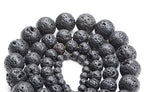 Bymitel 90 pcs Natural Genuine Real Round Loose Stone Beads Gemstone Spacers for Charm DIY Jewelry Making 15.5" per Strand 4mm (Black Volcanic Lava, 4mm) - color: Black Volcanic Lava, size: 4mm