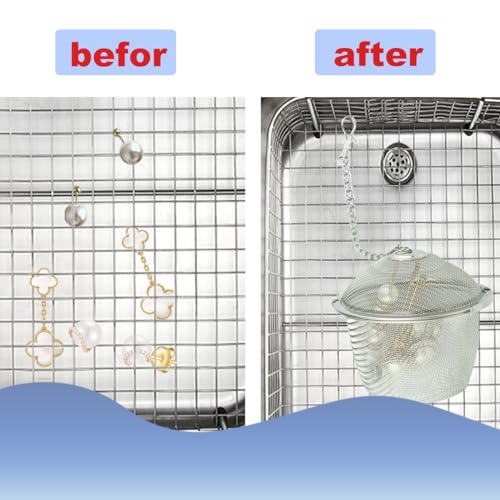 4 Jewelry Cleaner Baskets Small Parts Jewelry Cleaning Basket - Stainless Steel Basket for Ultrasonic Jewelry with Lock and Hook Ideal Small Parts Jewelry Cleaning Basket - size: 3.4+2.6Inch