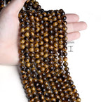 Natural Yellow Tigers Eye Beads 100Pcs 8mm Crystal Beads Loose DIY Round Stone Bead for Bracelet Necklace Earrings Making - color: A-Yellow Tigers Eye, size: 100pcs