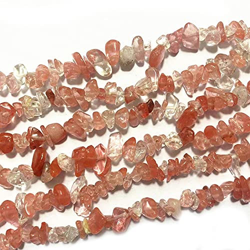 3-5mm Natural Cherry Quartz Gemstone Chips Loose Beads Semi Precious for Jewelry Making DIY Handmade Craft Supplies 1 Strand per Bag Approxi 32" - color: Cherry Quartz