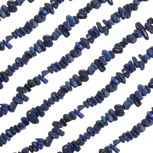 MECCANIXITY 310 Pcs Natural Drilled Lapis Lazuli Gemstone Chips Bulk 3mm to 5mm Dia. Irregular Tumbled Crystal Chip Beads for Jewelry Making Craft Supplies (Dark Blue) - color: Lapis Lazuli, size: 3-5mm