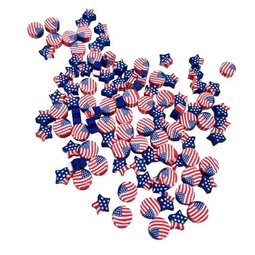100 Pcs Polymer Clay Beads Mixed Heishi Spacer Beads Supplies for DIY Bracelet Earring Necklace Jewelry Making (American Flag) - color: American Flag