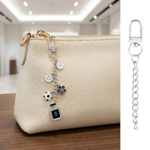 Hzopcw 20pcs Silver Keychain Making Kit, Key Ring Swivel Snap Hook Chains, Alloy Extender Keychain Bag Charm Kits for DIY Crafts Jewelry Making Handbag Purses- C Style - color: Silver-20pcs-C Style