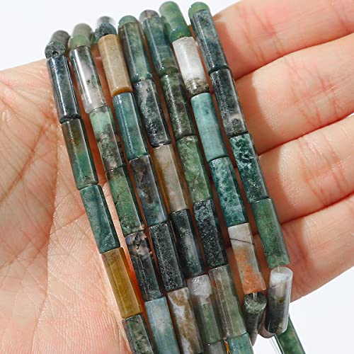 BEADIA Natural Indian Agate Tube Beads 13x4mm 30pcs Cylinder Loose Semi Gemstone Beads for Jewelry Making Design - color: Indian Agate Cylinder