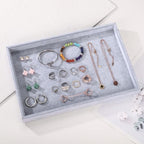 2 Pcs 13.8" x 9.5" Velvet Jewelry Tray Jewelry Display Tray Flat Tray, Stackable Empty Plate Trays for Earrings Necklaces Bracelet Rings Display Showcase - Grey - color: Grey, size: Flat Tray 13.8"x9.5"