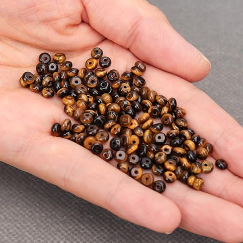 BONNY BOXX 1 Strand (150PCs) Natural 2 * 4mm Classic Tiger Eye Rondelle Beads, Natural Abacus Disk Stone Beads Loose Spacer Gemstone for DIY Bracelet Necklace Jewelry Making - color: Classic Tiger Eye, size: 2*4MM