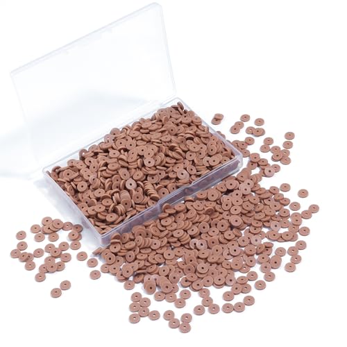 Brown Polymer Clay Beads, 6mm Heishi Bead for Jewelry Bracelets Necklace Making 1000PCS - color: Brown