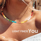 AGOT Beaded Gemstone Necklace for Women: Boho Bead Choker Natural Stone Necklaces - Handmade Jewelry for Summer Beach - color: Colorful