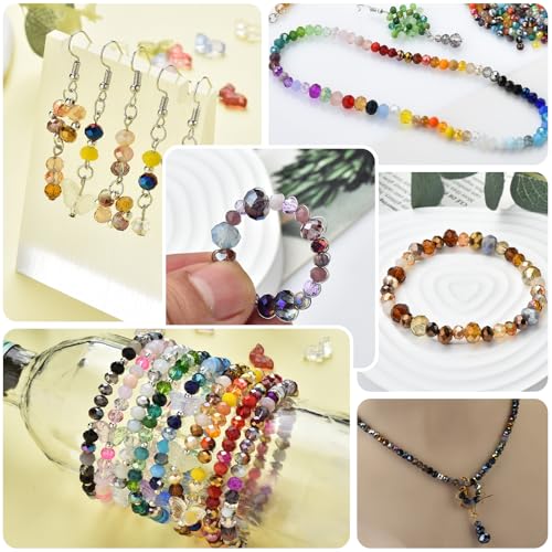 200pcs 8MM Faceted Rondelle Glass Beads for Jewelry Making, Briolette Crystal Glass Beads Plated Round Loose Spacer Beads for DIY Supplies Bracelets Necklaces Earrings (Green) - color: Green