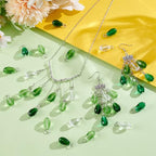 PH PandaHall 50pcs Faceted Teardrop Charms 5 Colors Transparent Glass Crystal Pendants 0.8" Green Series Glass Charms Dangle Pendants for Necklace Earring Bracelet Jewelry Craft Making