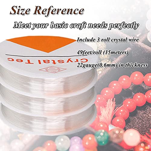 Whale Stretchy String for Bracelets, 3 Rolls Clear Elastic String for Jewelry Making 0.6mm 15mRoll Jewelry Beading Wire Crystal Craft Wire Stretch Cord for Seed Beads Pony Beads (3 Rolls)