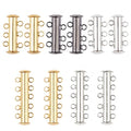 PH PandaHall 10 Sets Slide Clasp Lock, Multi Strand Slide Magnetic Tube Clasps Bracelet Necklace Connectors Layering Clasp for Layered Necklace Bracelet Making (3 Strands & 5 Strands)