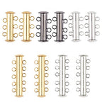 PH PandaHall 10 Sets Slide Clasp Lock, Multi Strand Slide Magnetic Tube Clasps Bracelet Necklace Connectors Layering Clasp for Layered Necklace Bracelet Making (3 Strands & 5 Strands)
