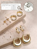 ORAZIO Small Gold Hoop Earrings for Women Hypoallergenic 14K Gold Plated Chunky Huggie Earring Sets for Multiple Piercing Dainty Earing Stacks Set Cute Silver Cartilage Jewelry Trendy Gifts - style: 14K Gold Plated-Chunky Classic