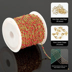 UMAOKANG 10 Meters Gold Plated Chains for Jewelry Making Red Enamel Bead Stainless Steel Chain for Women Necklace DIY Craft - color: Gold-Red Enamel
