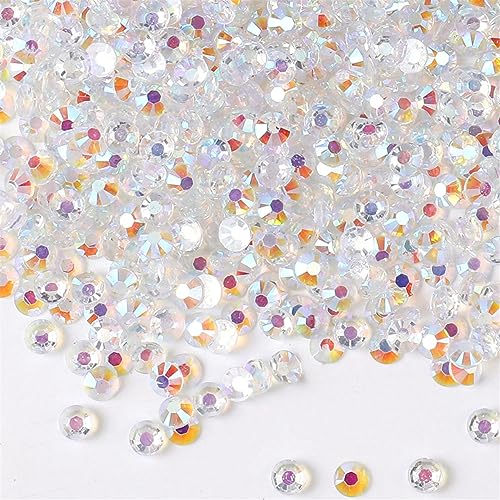 3000 Pieces SS6 2mm Flatback Rhinestones AB Clear Round Gems Crystals for Nail Art DIY Crafts Clothes Shoes Bags （Transparent AB） - color: Transparent AB, size: SS6/2mm