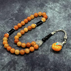 Simple Designed Natural Stone Worry Beads - Prayer Beads Tesbih-Tasbih-Tasbeeh-Misbaha-Subha-Sebha-Sibha-Rosary (Orange Aventurine Natural Stone -8 mm 33- Beads/Drop Tassel) - color: Orange Aventurine Natural Stone -8 mm 33- Beads / Drop Tassel