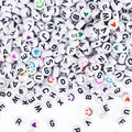 Gionlion 1200+Pcs Letter Beads for Bracelet Making, Round Alphabet Beads for Jewelry Making with Colorful Smile and Heart Beads, DIY Friendship Bracelets with 4x7mm White Beads with Black Letters - color: Black