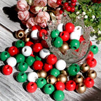 240Pcs Christmas Wood Beads 16mm for Craft Large Hole:6mm (Mix) - color: Christmas Wood Beads