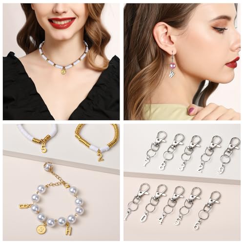 LEOBRO Letter Charms, 376 Pcs Gold & Silver Charms for Jewelry Making, Necklace, Bracelet, Jewelry Making Supplies, with Jump Rings - color: Gold & Silver