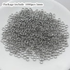1000pcs 5mm Stainless Steel Jump Rings Connector O Rings Accessories for Bracelet Necklace Earrings Lanyard Keychain DIY Craft Jewelry Making Supplies - size: 5mm