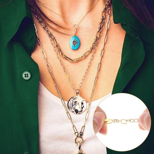 Foldover Clasp Extender Foldover Extension Jewelry Clasps 4Pcs Gold Silver Plated Fold Over Clasp Necklace Extension Clasps Metal Bracelets Extenders Small Fastener for Women Jewelry Making Repair Kit