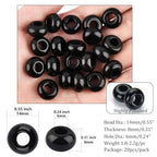20Pcs Natural Black Onyx Large Hole Beads, 8x14mm Rondelle Gemstone Spacer Beads 6mm Big Hole for Jewelry Making, Beading Bracelets, Macrame & Hair Braiding - color: Black Onyx