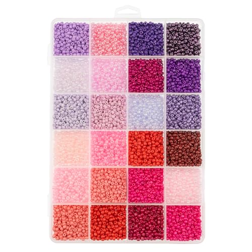 12500pcs John Bead Assorted Glass Seed Beads 8/0, 24 Colors Royal Blush Palette Palette Round Bead for DIY Crafts Jewelry Making Bead Box - color: Royal Blush