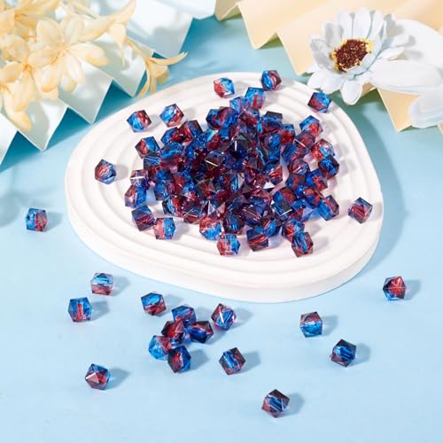 Craftdady 100pcs Square Polygon Acrylic Beads Crystal Two-Tone Spray Painted Spacer Charms for DIY Necklace Bracelet Making - color: Blue & Purple,Polygon